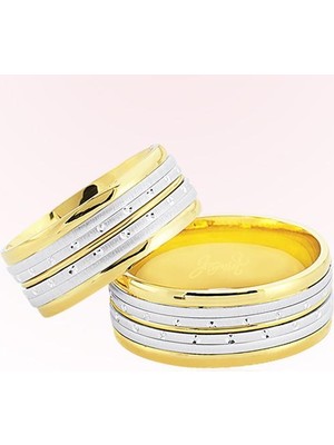 Harem Altın Sarı Beyaz Altın Alyans 8201