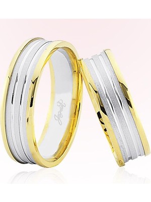 Harem Altın Sarı Beyaz Altın Alyans 8205