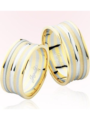 Harem Altın Sarı Beyaz Altın Alyans 7805