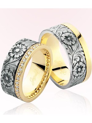 Harem Altın Çiçek Desenli Altın Alyans 3704