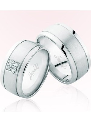 Harem Altın Dört Taşlı Beyaz Altın Alyans 1802