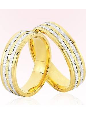 Harem Altın Sarı Beyaz Altın Alyans 8305