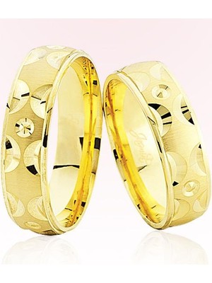 Harem Altın Sarı Desenli Altın Alyans 6301