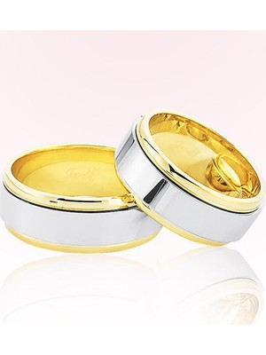 Harem Altın Sarı Beyaz Altın Alyans 7406