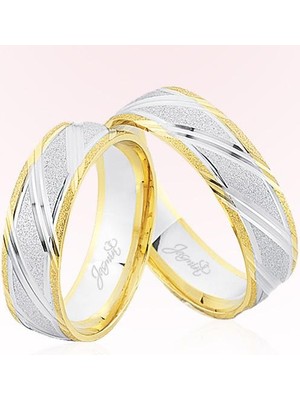 Harem Altın Sarı Beyaz Altın Alyans 8102