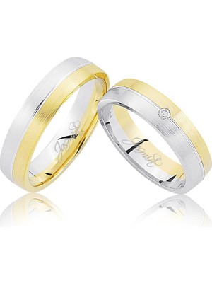 Harem Altın Sarı Beyaz Altın Alyans 3403-2