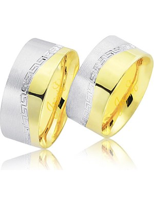 Harem Altın Sarı Beyaz Altın Alyans 4303-2