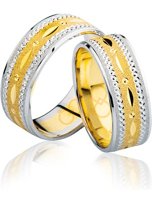 Harem Altın Sarı Beyaz Altın Alyans 3701-2