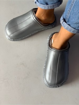 Akınalbella bella Kadın Lila Renk Içi Kürklü Eva Crocs Model Ev Ayakkabısı Veya Içi Kürklü Ev Terliği