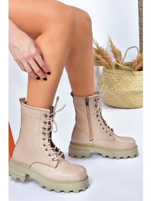 Fox Shoes Ten Kalın Taban Bağcıklı Kadın Postal Bot L996750009