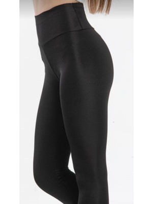 Lucia Fashion Kadın Siyah Disko Yüksek Bel Toparlayıcı Tayt