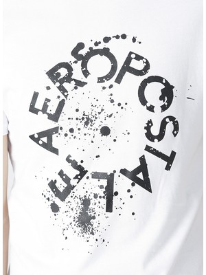 Aeropostale Beyaz Bisiklet Yaka Erkek T-Shirt