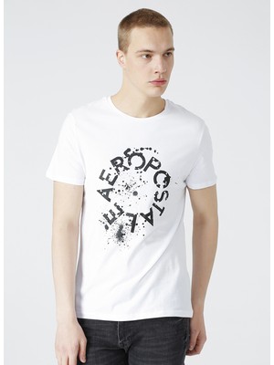 Aeropostale Beyaz Bisiklet Yaka Erkek T-Shirt