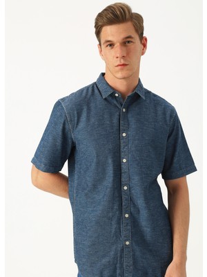 Only & Sons Slim Fit Koyu Mavi Denim Gömlek