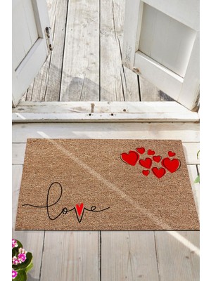 Buket Home Love Kapı Önü Paspası Dekoratif Kapı Paspası Dış Mekân Paspas Ev Içi Paspası 45X70CM