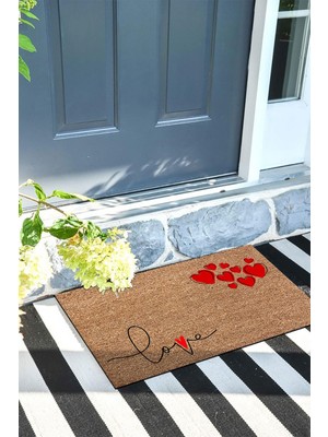 Buket Home Love Kapı Önü Paspası Dekoratif Kapı Paspası Dış Mekân Paspas Ev Içi Paspası 45X70CM