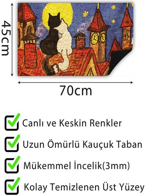 Buket Home Kapı Önü Paspası Dekoratif Kapı Paspası Dış Mekân Paspas Ev Içi Paspası 45X70CM