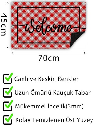 Buket Home Kapı Önü Paspası Dekoratif Kapı Paspası Dış Mekân Paspas Ev Içi Paspası 45X70CM