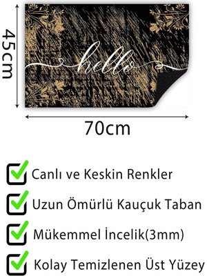 Buket Home Kapı Önü Paspası Dekoratif Kapı Paspası Dış Mekân Paspas Ev Içi Paspası 45X70CM