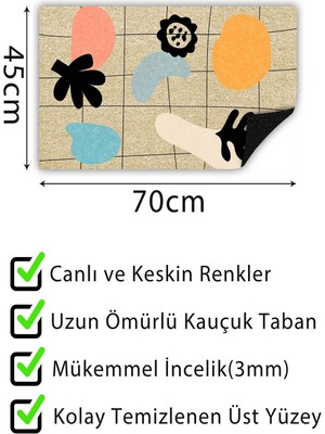 Buket Home Kapı Önü Paspası Dekoratif Kapı Paspası Dış Mekân Paspas Ev Içi Paspası 45X70CM