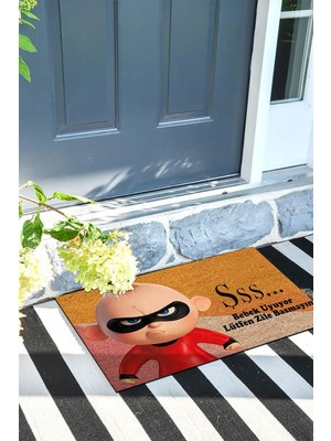 Buket Home Bebek Uyuyor Kapı Önü Paspası Dekoratif Kapı Paspası Dış Mekân Paspas Ev Içi Paspası 45X70CM