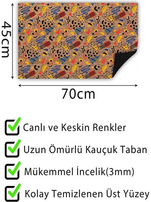 Buket Home Kapı Önü Paspası Dekoratif Kapı Paspası Dış Mekân Paspas Ev Içi Paspası 45X70CM