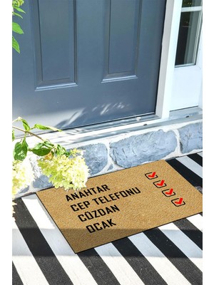 Buket Home Hatırlatıcı Kapı Önü Paspası Dekoratif Kapı Paspası Dış Mekân Paspas Ev Içi Paspası 45X70CM