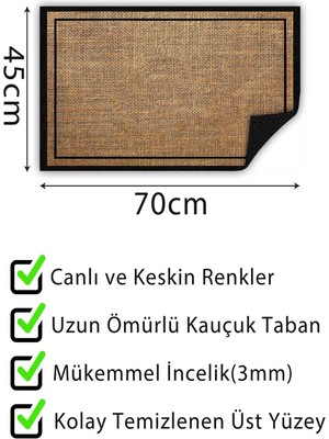 Buket Home Hasır Baskılı Kapı Önü Paspası Dekoratif Kapı Paspası Dış Mekân Paspas Ev Içi Paspası 45X70CM