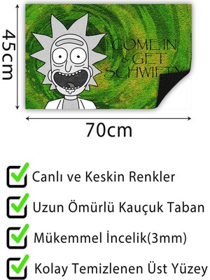 Buket Home Rick Kapı Önü Paspası Dekoratif Kapı Paspası Dış Mekân Paspas Ev Içi Paspası 45X70CM