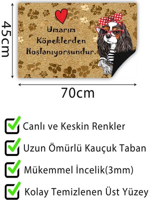 Buket Home Umarım Kapı Önü Paspası Dekoratif Kapı Paspası Dış Mekân Paspas Ev Içi Paspası 45X70CM