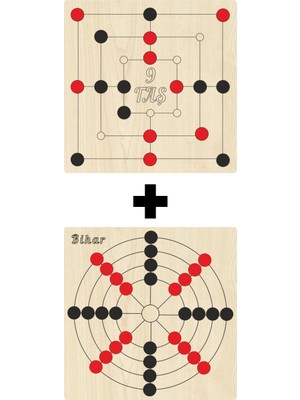 Ahtek Ahşap Bihar + 9 Taş Akıl, Zeka, Strateji ve Beceri Oyunları Seti