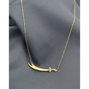 Papatya Silver 925 Ayar Gümüş Altin Kaplama Taşli Zülfikar Kiliç Kolye