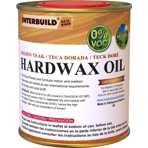 INTERBUILD REAL WOOD Interbuild Hardwax Oil (0%) Voc 250 ml Mobilya ve Ahşap Tezgah Yağı, Altın Tik