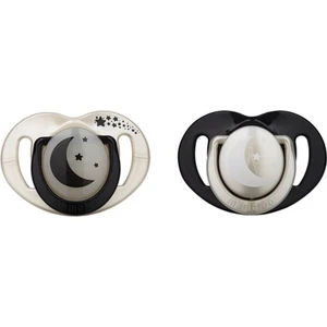 Sterilizasyon  Saklama Kutulu Pearl  Black Desenli İkili Ortodontik Emzik Gece  Gündüz / 6 Ay+