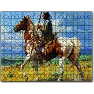 Atlı Avcı Kızılderili 255 Parça Puzzle Yapboz Mdf (Ahşap)