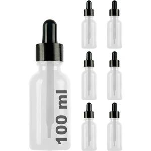 100 cc Şeffaf Damlalık Metal Siyah Sızdırmaz Kapaklı 100 ml Dropper Cam Serum Şişesi 6 Adet