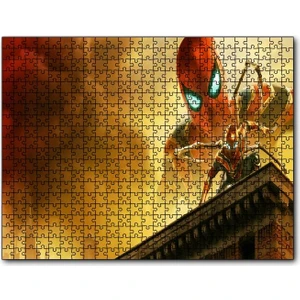 Spiderman Evden Uzakta Demir Örümcek Çatıda 120 Parça Puzzle Yapboz Mdf (Ahşap)
