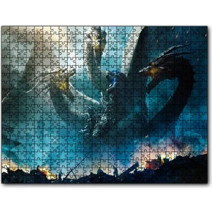 Godzilla Kral Ghidorah Son Savaş 120 Parça Puzzle Yapboz Mdf (Ahşap)