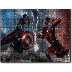 Caka Tablo Cakapuzzle  Captain America Iron Man 120 Parça Puzzle Yapboz Mdf (Ahşap)