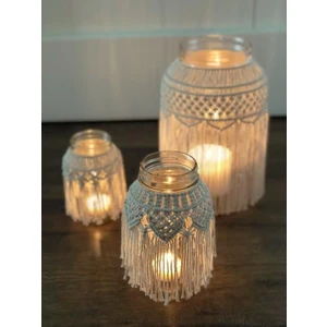 BH Bohem Handmade Makrome Kavanoz Mumluk 3'lü Set