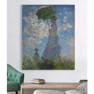 Claude Monet-Şemsiyeli Kadın Kanvas Tablo