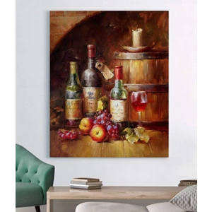 Şarap ve Meyveler Kanvas Tabl