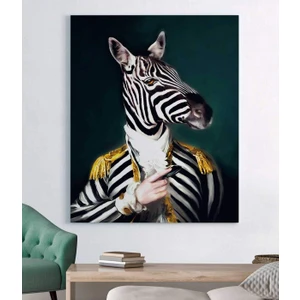 Modern Zebra Kafalı Insan Kanvas Tablo