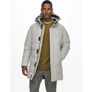 Only & Sons Carl Long Quilted Coat Otw Erkek Bej Mont 22020156-06