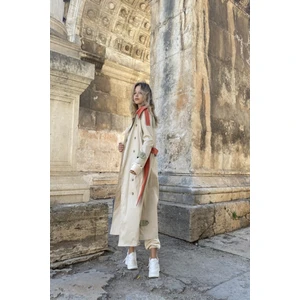 Sa Collection Kadın Taş Rengi Tasarım Soft Trençkot
