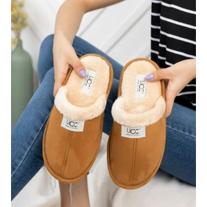 Peluşlu Ev Terliği Taba