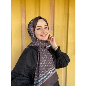 Vera Hijab Kadın Vr Logo Desen Twill Şal Desenli Shawl