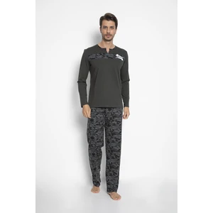 Vıshenka Erkek  Pamuk Haki Renk Kamuflaj Baskılı Pijama Takımı