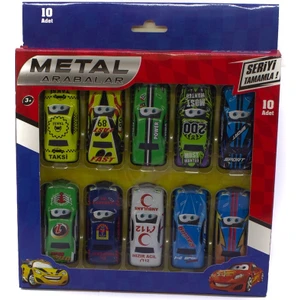 Metal Oyuncak  Renkli Araba Seti 10 Lu
