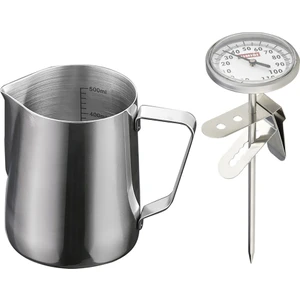 Strade Store 600 ml Paslanmaz Çelik Kahve Köpüklü Süt Çay Latte Sürahi Ölçeği + Termometre (Yurt Dışından)